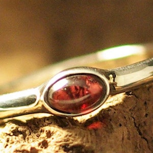 Stacking ring, dark red garnet in a silver ring, healing stone