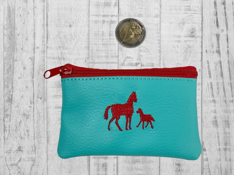 Portemonnaie,Mini-Geldbeutel,Geld-Börse, Mäppchen,bestickt,Gr.M,rot,cremé,mint,blau,Kindertasche,Schule,Kleingeld,Schlüss Bild 7