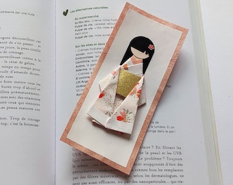 Marque-page en origami Geisha fleur de cerisier romantique pour cadeau livre remerciement invités et fête anniversaire