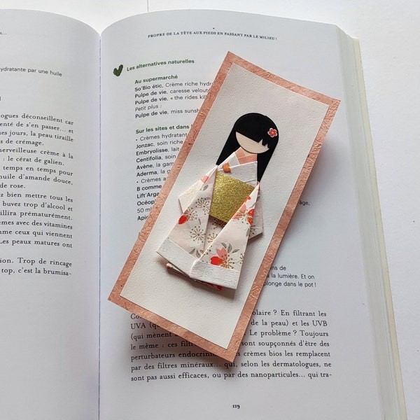 Origami-Lesezeichen Geisha romantische Kirschblüte als Buchgeschenk, Dankeschön-Gäste und Geburtstagsfeier