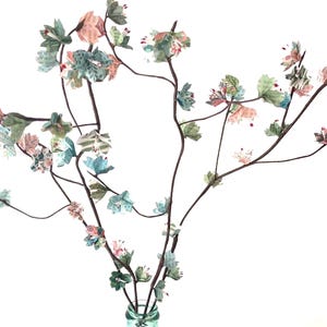 Large 80cm multi-colored Japanese cherry tree branches in origami Sakura flowers flower bouquet composition, wedding decoration, baptism
