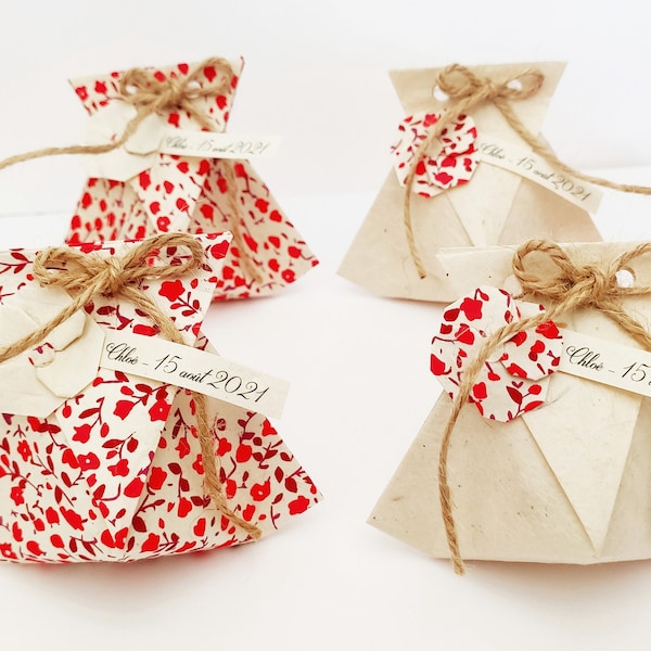 Lot de Boîtes à dragées en origami Liberty personnalisable pour cadeau invité mariage baptême et décoration fête occasionelle de famille