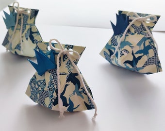 Set de cajas grageas el vuelo de la grulla en origami para regalo invitados bautizo y decoración de mesa fiesta ceremonia