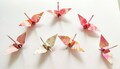 Set of eternal pink Japanese origami cranes in 3 sizes to choose from to personalize for wedding, baptism, and DIY children's mobile table decorations