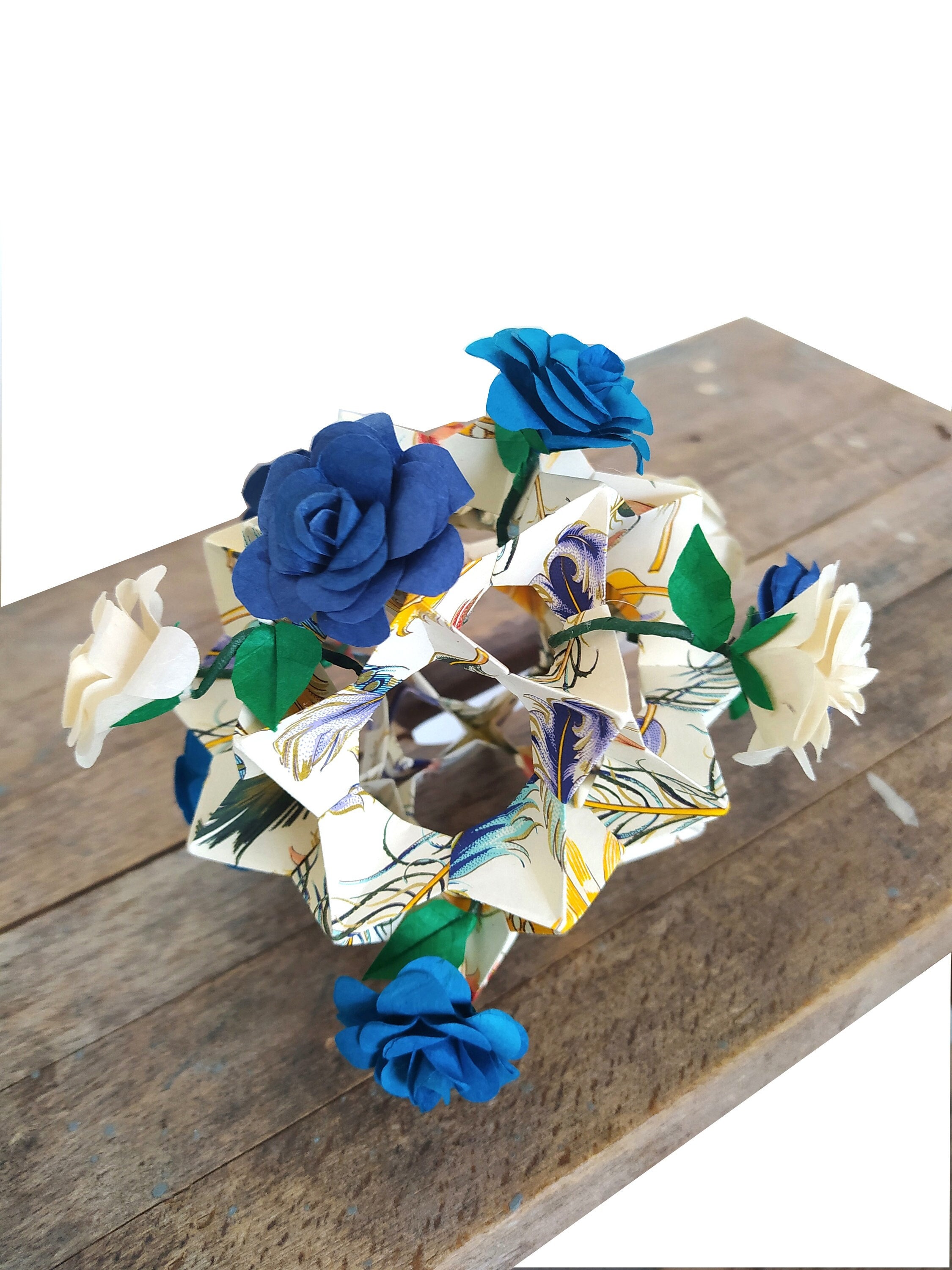 Kusudama Boule Décorative en Origami Roses Sauvages Grand Modèle Pour Décoration Mariage et Centre d