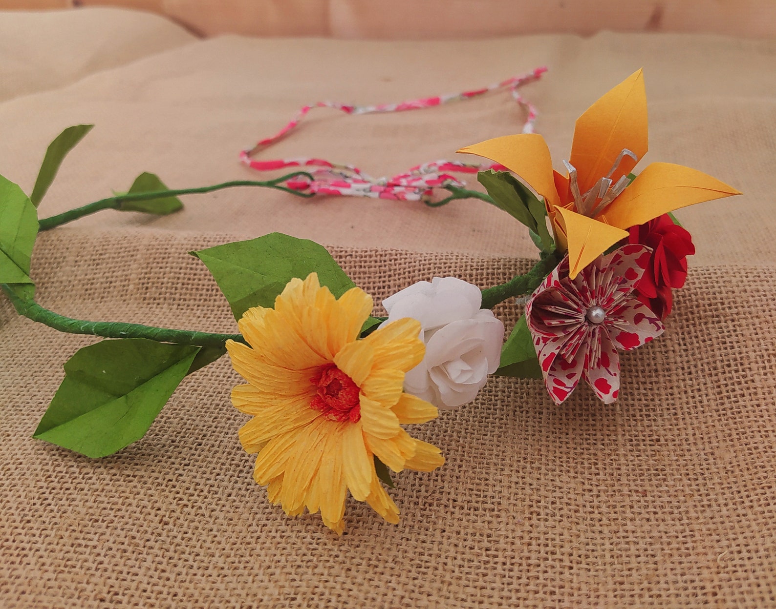 Origami flower crown for field flower hair for wedding and Etsy