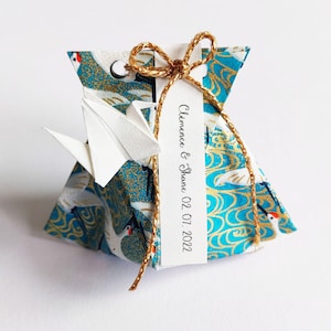 Conjunto de caixas de doces de origami com voo de guindaste, 6 cores para escolher para presentes de convidados de casamento e decoração de mesa de batismo