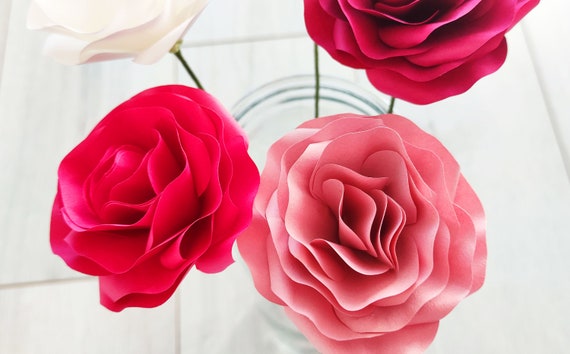 Set de 5 flores de papel Lisianthus Tonos rosa para decoración - Etsy México