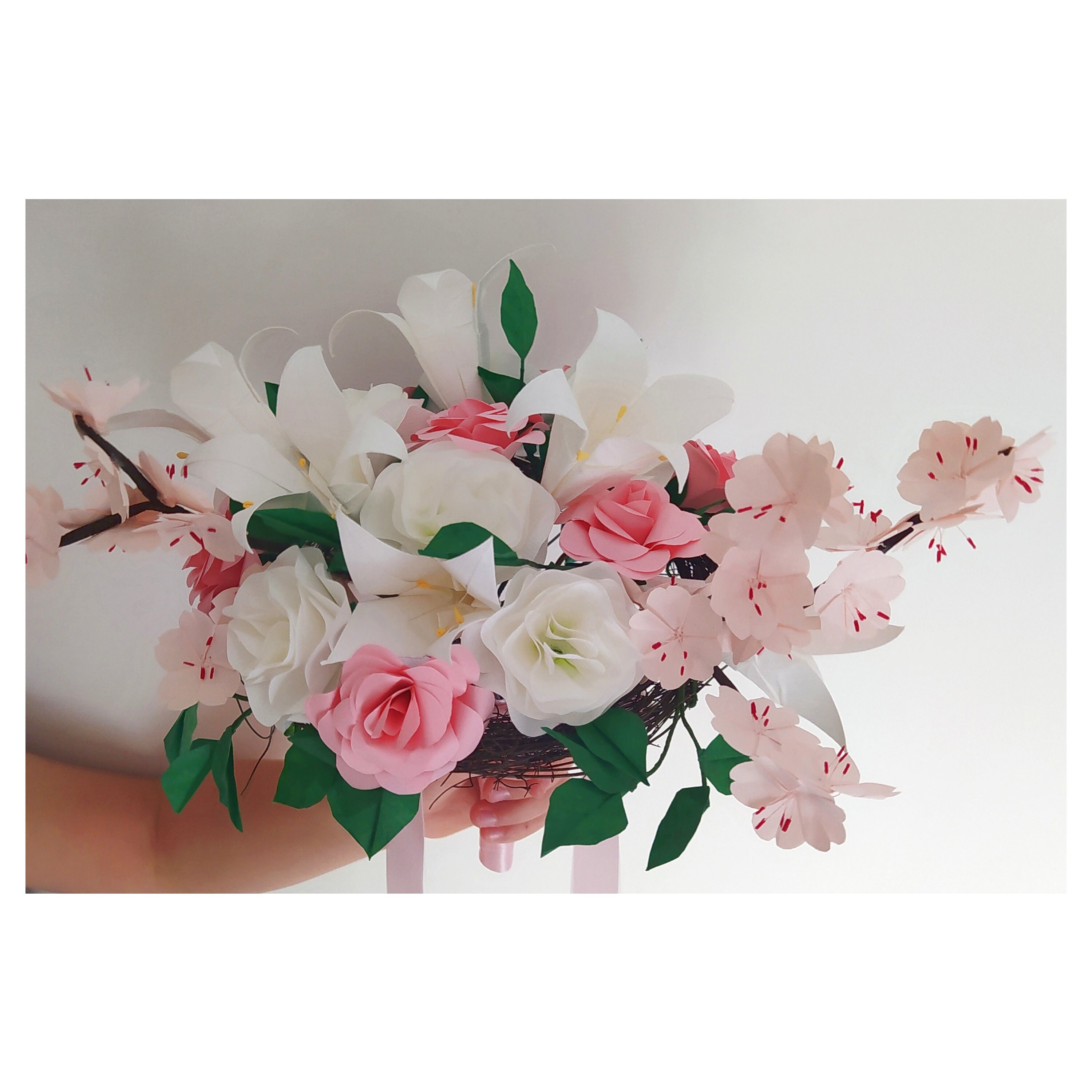 Bouquet de Mariée en Origami Personnalisable Fleurs Sakura Pour Décoration Mariage Baptême et Cadeau