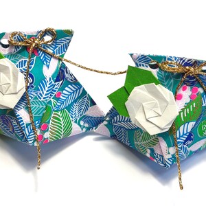 Conjunto de caixas de lembrancinhas de folhagem de origami em 8 cores para escolher para convidados de casamento, festas de aniversário e decorações de mesa de festa