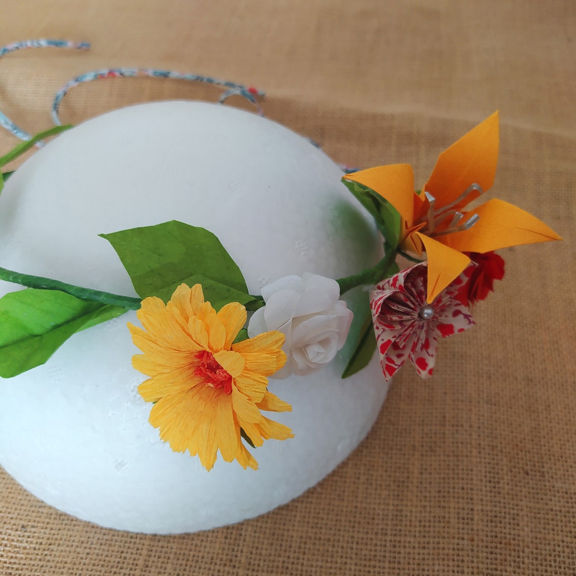 Origami flower crown for field flower hair for wedding and Etsy