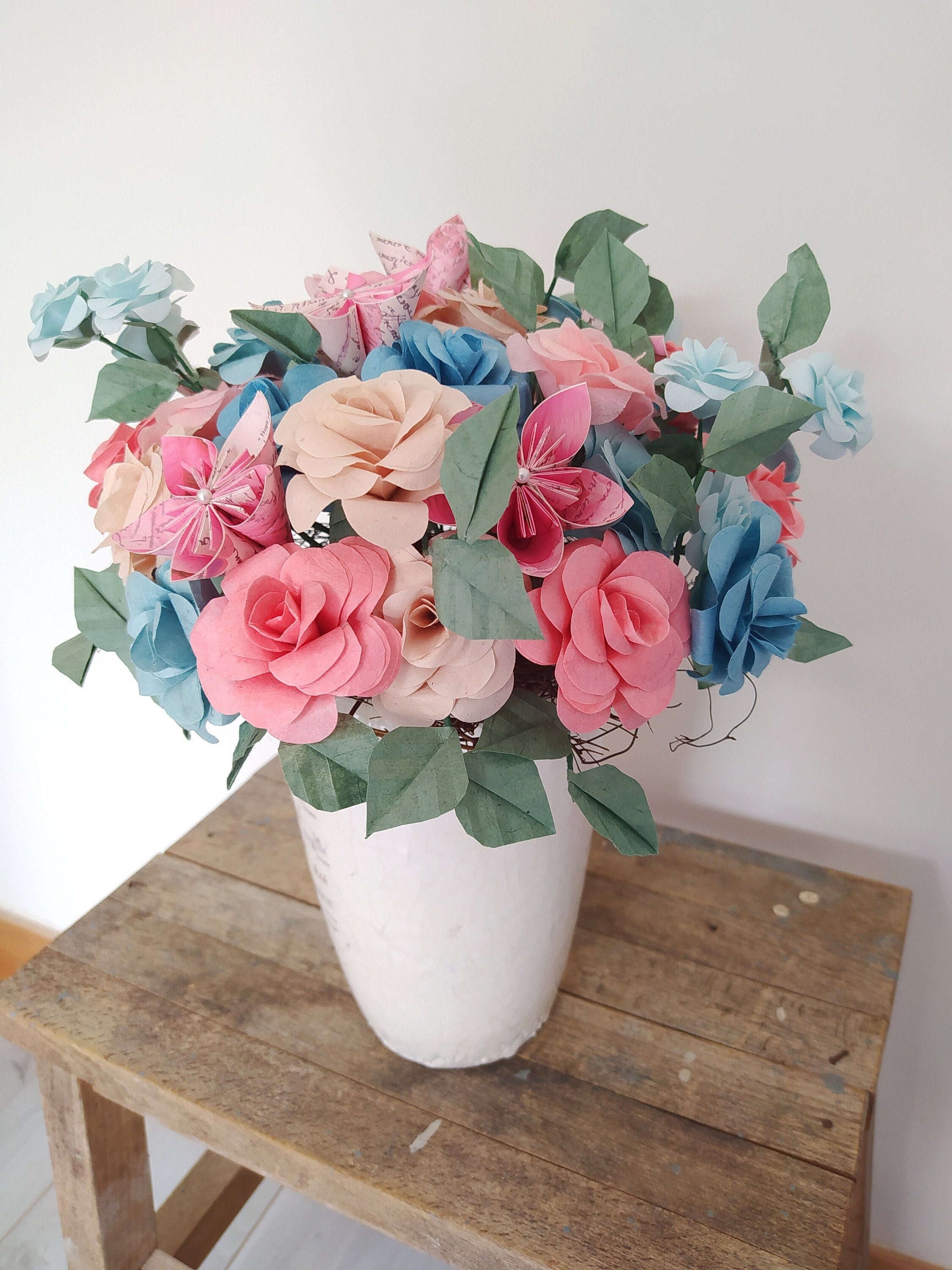 Bouquet de Roses en Origami Pour Mariage Romantique et Fleurs Demoiselle d'honneur
