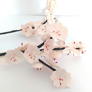 Origami Japanese cherry branches Pale pink sakura flowers for bouquet arrangement and wedding baptism table decoration