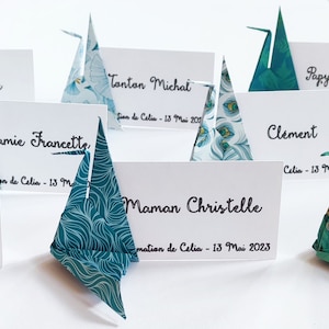 Lot de marque-places grue traditionnelle du Japon feuilles paon ginkgo, décoration table de mariage, porte nom baptême et fête de famille