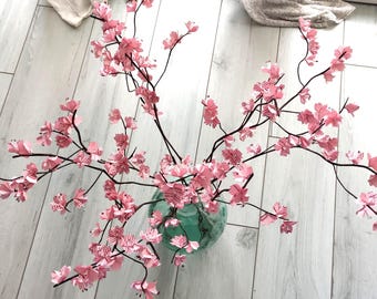 Large 80cm Japanese cherry blossom branches in origami style. Sakura flowers, flower arrangement, bouquet, wedding decoration, christening