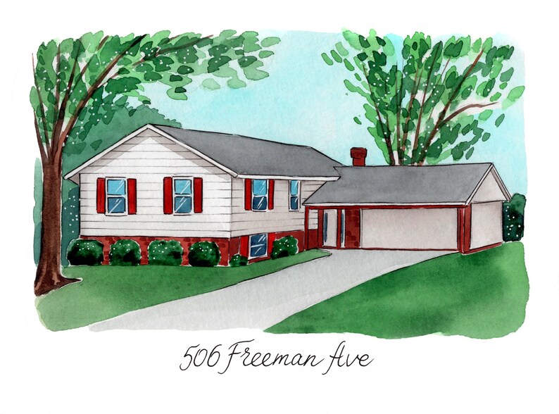 Custom house drawing. Family house portrait. New House Etsy