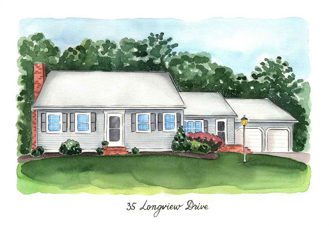Custom house drawing. Family house portrait. New House Etsy