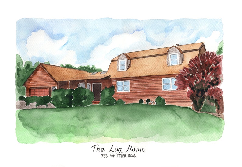 Custom house drawing. Family house portrait. New House Etsy