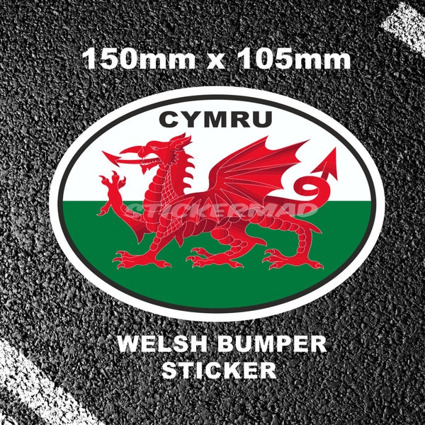 Welsh Dragon Wales oval flag Car Bumper ID Sticker Wales / Caravan Motorhome Top Quality Cymru Rugby  Rhyl Snowdonia Campervan