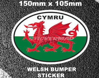 Welsh Dragon Wales oval flag Car Bumper ID Sticker Wales / Caravan Motorhome Top Quality Cymru Rugby  Rhyl Snowdonia Campervan