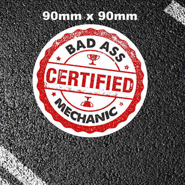 Funny Bad Ass Mechanic Vinyl Sticker Car repair service Garage Service oil Spark plugs