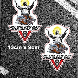 V8 x2 Pegatinas V8 Highway Muscle Car USA Calcomanía divertida Dios