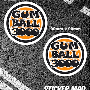 GUMBALL 3000 Stickers 9cm Supercars Classic Car V8 V12 V6