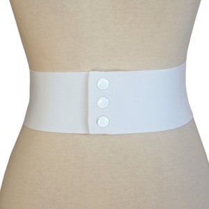 Wide White Elastic Stretch Corset Snap Belt - 8 cm