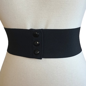 Wide Black Elastic Stretch Corset Snap  Belt - 8cm