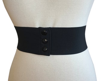 Large Noir Élastique Stretch Corset Snap Belt - 8 cm