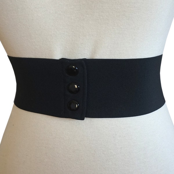 Large Noir Élastique Stretch Corset Snap Belt - 8 cm