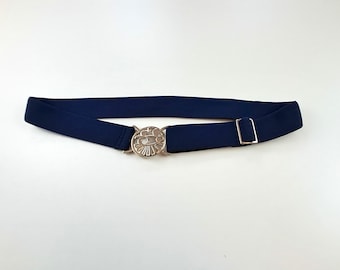 Bleu foncé, marine, réglable, élastique, stretch, ceinture de veste, 3,5cm