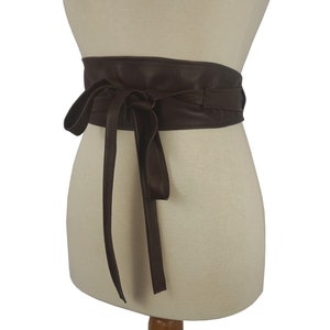 Chocolate Brown Soft Leather OBI Corset Wide Belt