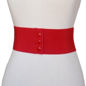 Wide Red Elastic Stretch Corset Snap  Belt - 8cm