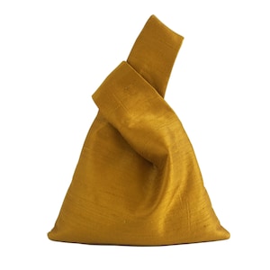 Golden silk dupioni knot bag