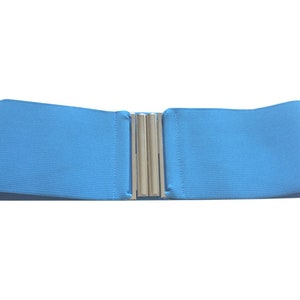 Blue 8cm wide elastic stretch belt corset, metal clasp