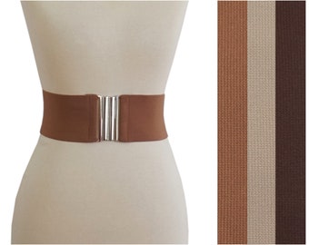 Brown wide  elastic stretch  belt