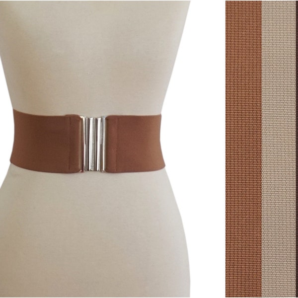 Ceinture extensible élastique large marron