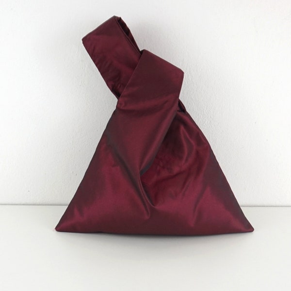 Burgundy, wine taffeta japanese knot bag