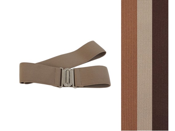 Brown , Elastic, Stretch Belt, Metal Clasp - Etsy display picture 2