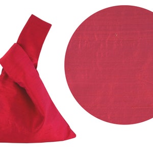 Knotentasche aus pink , orange Dupionseide