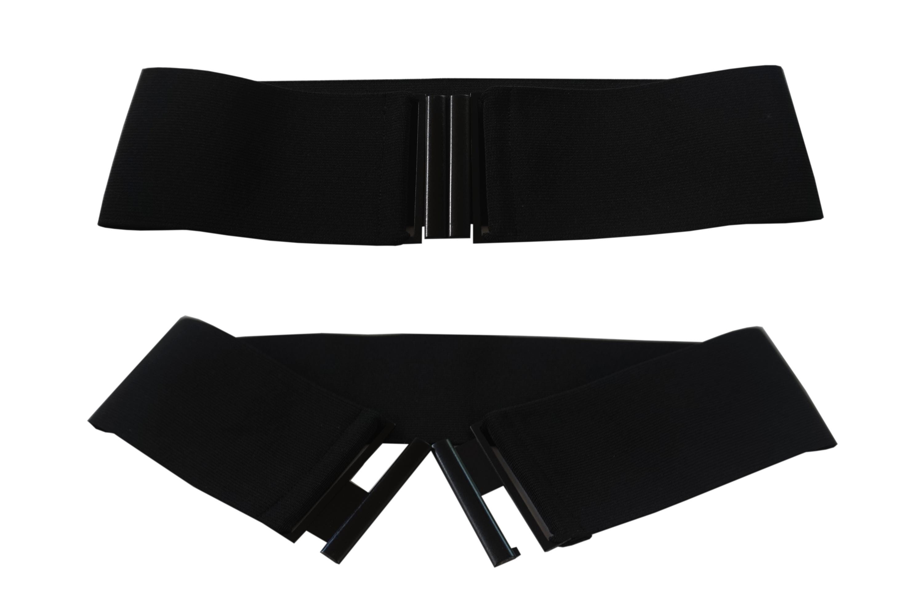 Black Wide Stretch Elastic Belt, Black Metal Clasp - Etsy display picture 2
