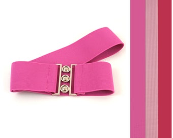 pink, elastic, stretch belt ,metal clasp, 5cm