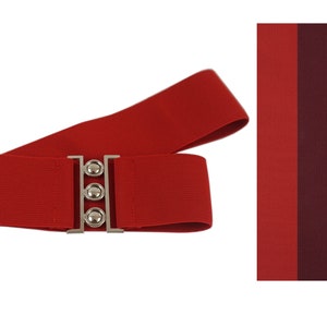 red, burgundy, wine,, elastic, stretch belt ,metal clasp