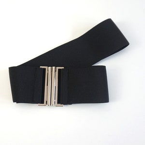 noir, gris, blanc, élastique, ceinture extensible, fermoir métallique Noir