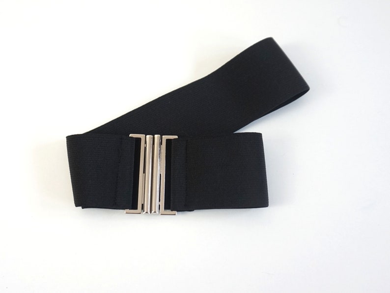 noir, gris, blanc, élastique, ceinture extensible, fermoir métallique Noir