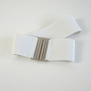 noir, gris, blanc, élastique, ceinture extensible, fermoir métallique Blanc