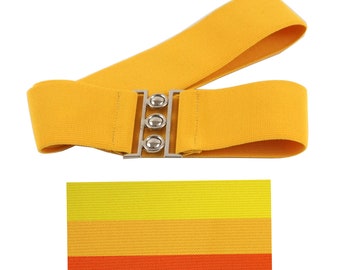lemon, yellow, orange, elastic, stretch belt ,metal clasp