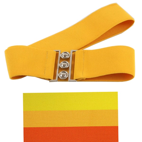 citron, jaune, orange, élastique, ceinture extensible, fermoir métallique