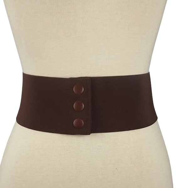 Wide Chocolate brown  Elastic Stretch Corset Snap Belt - 8 cm